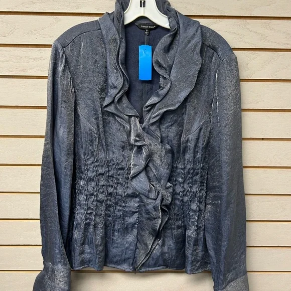 Samuel Dong Shimmering Gray Blouse - Picture 8 of 8